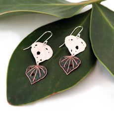 Small Kawakawa Double Dangles Earrings with Copper-jewellery-The Vault
