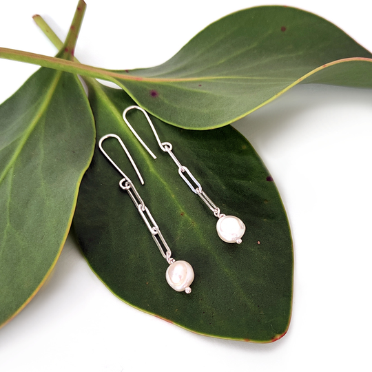 Pearl Paperclip Earrings