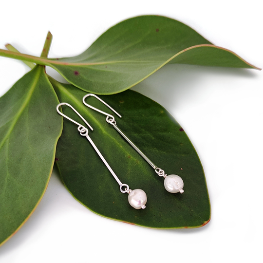 Pearl Long Bar Earrings