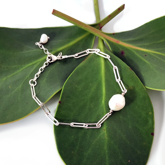 Pearl Paperclip Bracelet