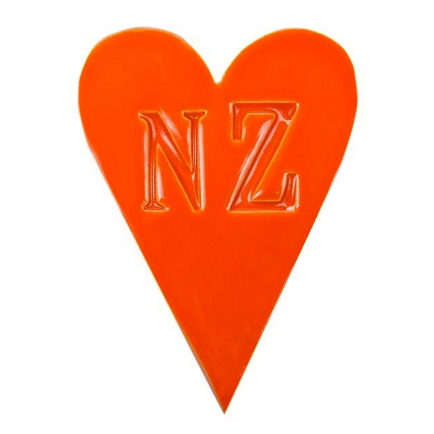 NZ Stamped Heart Wall Art Orange - NZ : Gifts for Home from The Vault