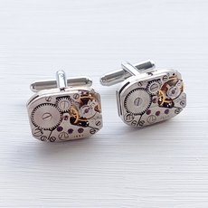 Steampunk Cufflinks Silver Rectangle-jewellery-The Vault