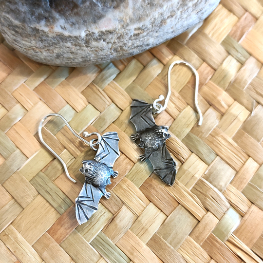 Pekapeka Bat Earrings Silver