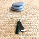 Silver Huia Pendant with Greenstone