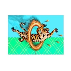 Flying Tiger Flaming Hoop A3 Print-artists-and-brands-The Vault