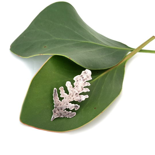 Leaf Imprint Pin Silver