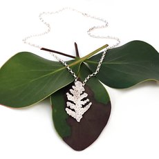 Leaf Imprint Pendant Silver-jewellery-The Vault