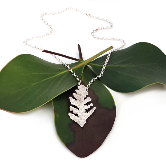 Leaf Imprint Pendant Silver