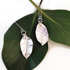 Mediuml Autumn Leaf Earrings Silver-jewellery-The Vault