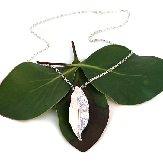 Large Autumn Leaf Pendant Silver