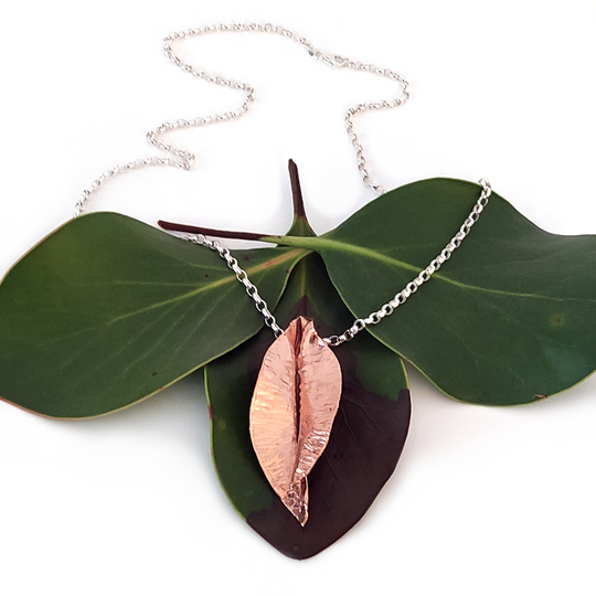 Large Autumn Leaf Pendant Copper