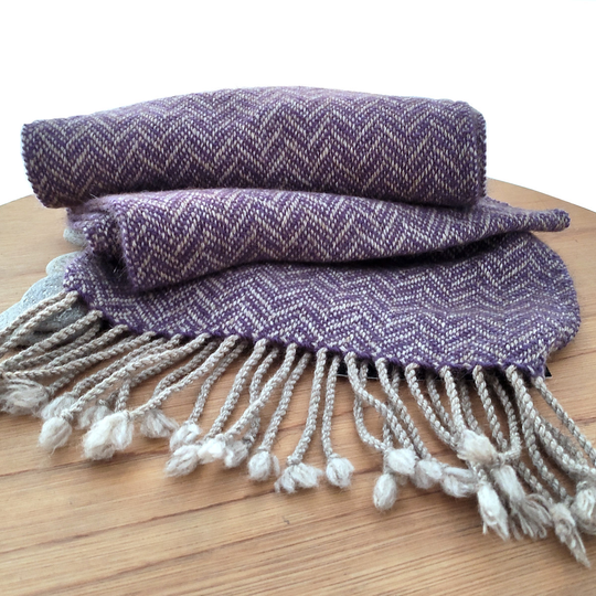 Possum Merino Scarf Purple Zig Zag