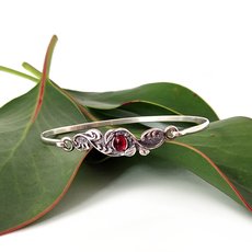Floral Garnet Hinged Cuff Bracelet-jewellery-The Vault