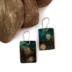 Large Rectangle Earrings Brass Patina-jewellery-The Vault