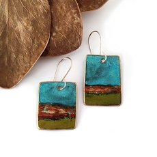 Large Rectangle Earrings Brass Patina-jewellery-The Vault