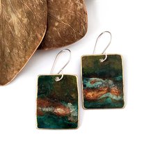 Large Rectangle Earrings Brass Patina-jewellery-The Vault