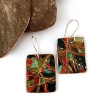 Large Rectangle Earrings Brass Patina-jewellery-The Vault