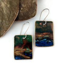 Large Rectangle Earrings Brass Patina-jewellery-The Vault