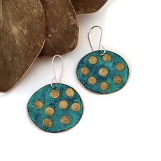 Dot Earrings Brass Patina Turquoise-jewellery-The Vault