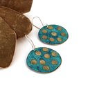 Dot Earrings Brass Patina Turquoise