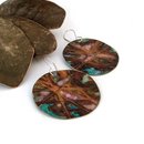 Large Disc Earrings Brass Patina