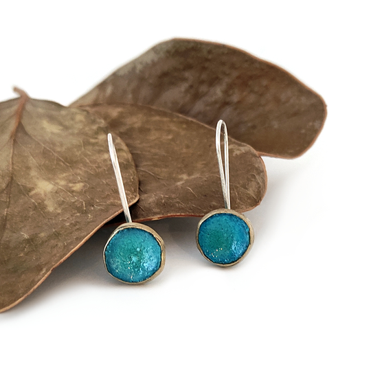 Rock Pool Earrings Brass Patina Turquoise