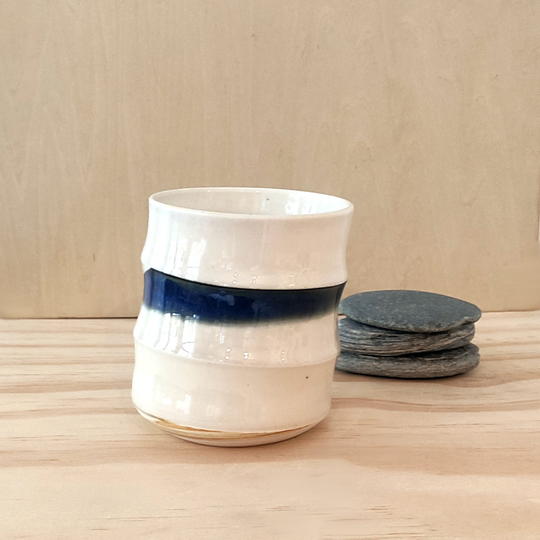 Double Fluted Beaker Blue Slip Highlight