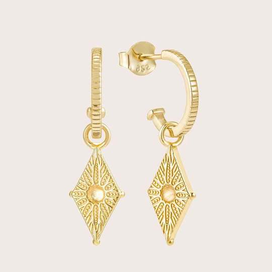 North Star Hoop Stud Earrings Gold Plate