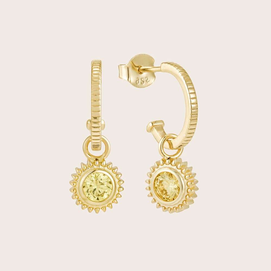 You Are My Sunshine Hoop Studs Gold Plate
