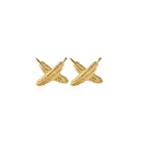 Mini Feather Kisses Studs Gold Plate