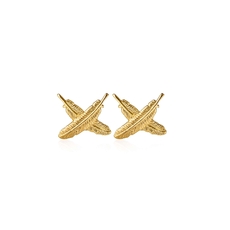 Mini Feather Kisses Studs Gold Plate-jewellery-The Vault