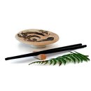 Large Fish Dish with Chopsticks and Holder