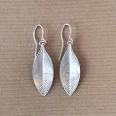 Silver Rata Earrings Patterned Large-jewellery-The Vault