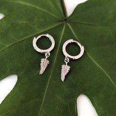 Fern Huggies Earrings Silver-jewellery-The Vault