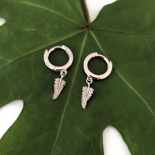 Fern Huggies Earrings Silver