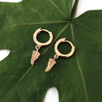 Fern Huggies Earrings Gold Plate