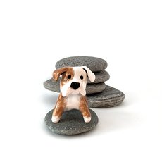 Ceramic Figurine Dog Beige and White-artists-and-brands-The Vault