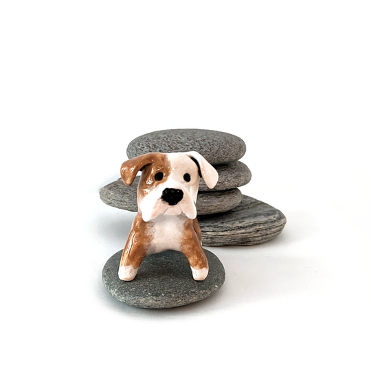 Ceramic Figurine Dog Beige and White