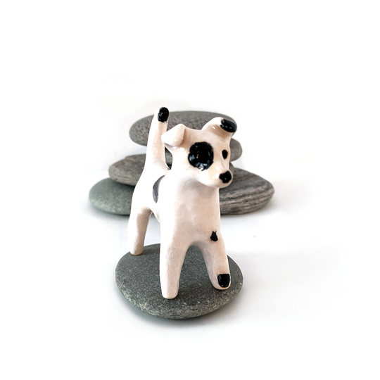 Ceramic Figurine Dog Black Spots