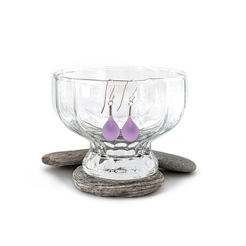 Sea Drops Glass Earrings Lilac