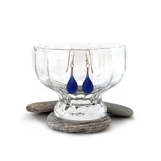 Sea Drops Glass Earrings Blue-jewellery-The Vault