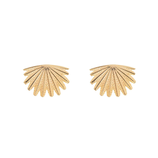 Mini Fan Tail Studs Gold Plate