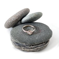 Silver Ring Partial Bezel White Topaz-jewellery-The Vault