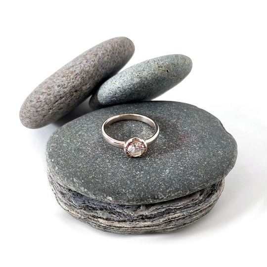Silver Ring Partial Bezel White Topaz