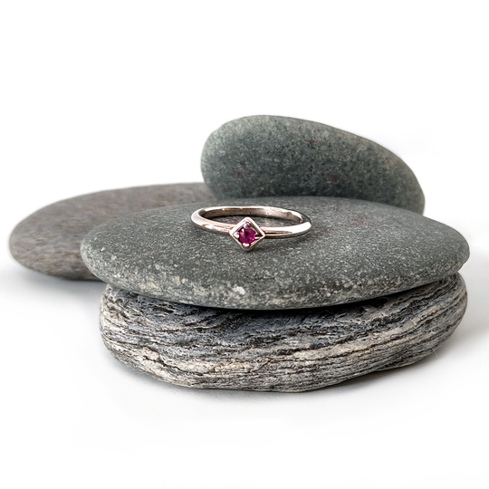 Silver Stacker Ring Ruby