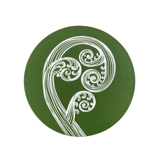 Ponga Ivory on Green Caoster Single