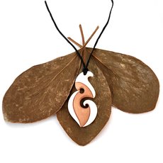 Bone Two Tone Koru Pendant-jewellery-The Vault