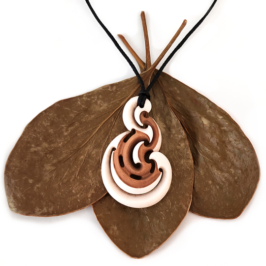 Complex Koru Two Tone Bone Pendant