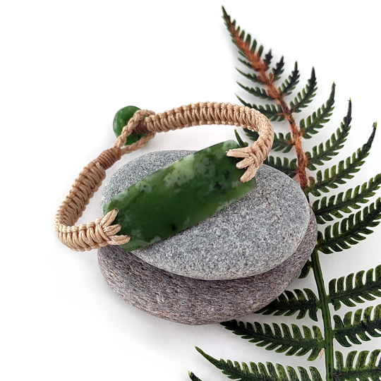 Pounamu Bracelet Beige Cord