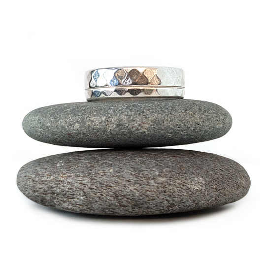 Textured Band with Inlay Silver